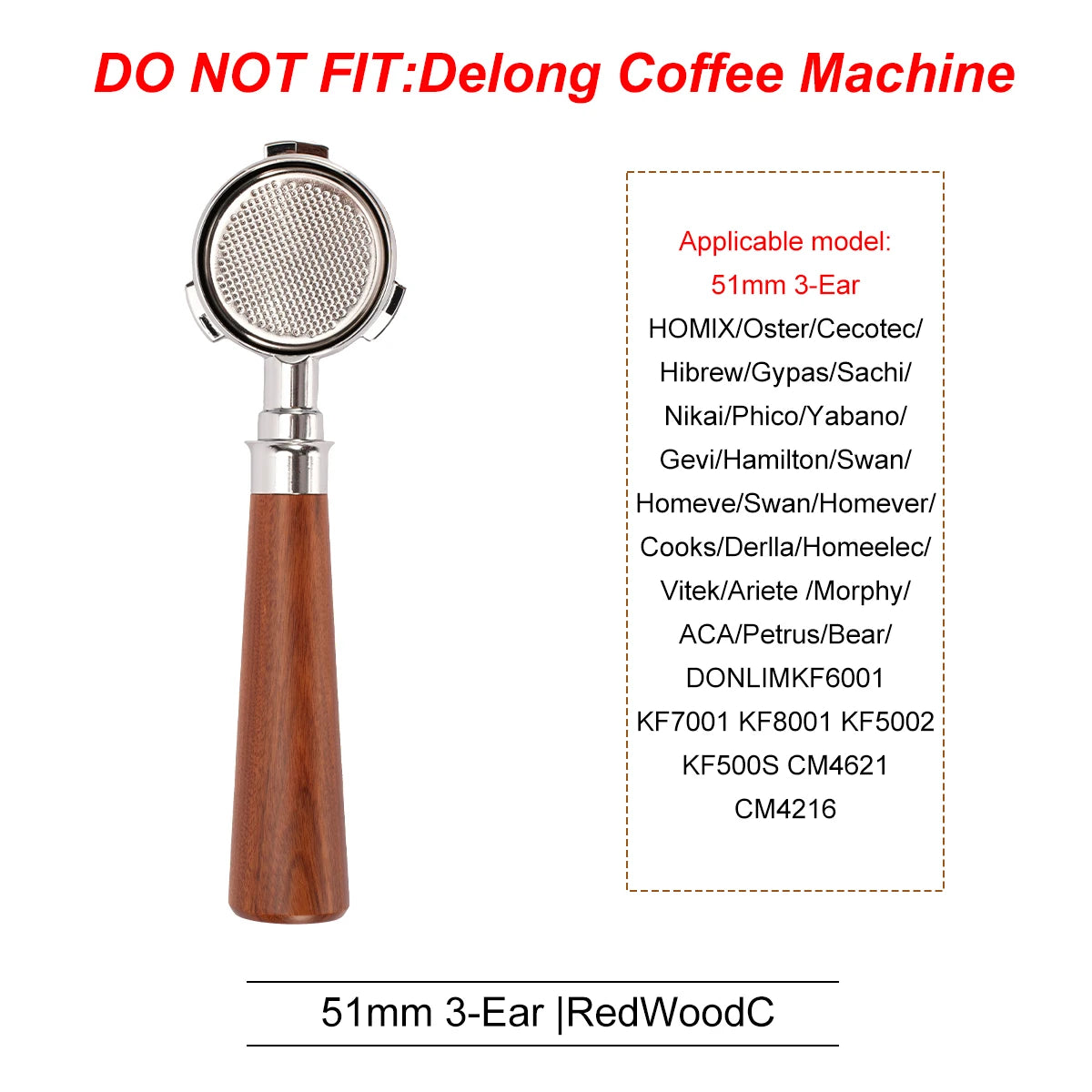 51mm Coffee Bottomless Portafilter With Filter Basket For Homix H11 Oster Cecotec Hibrew Espresso Machine Handle Cafe Tools