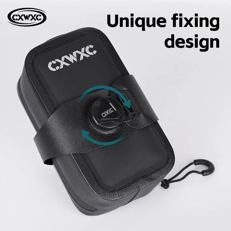 CXWXC TPU Bicycle Saddle Bag 0.6L Self Locking Knob Tail Bag Portable BOA Cycling Bag Waterproof Thick Hardened Mini Bike Bags