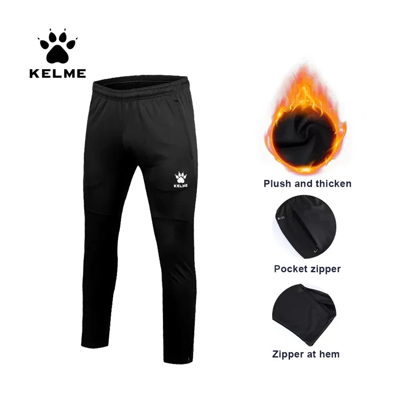 KELME Men Sports Trousers Sweatpants Kid Winter Padded Pants Thicken Jogging Women Fitness Outwear Warm Long Pants  K15Z406
