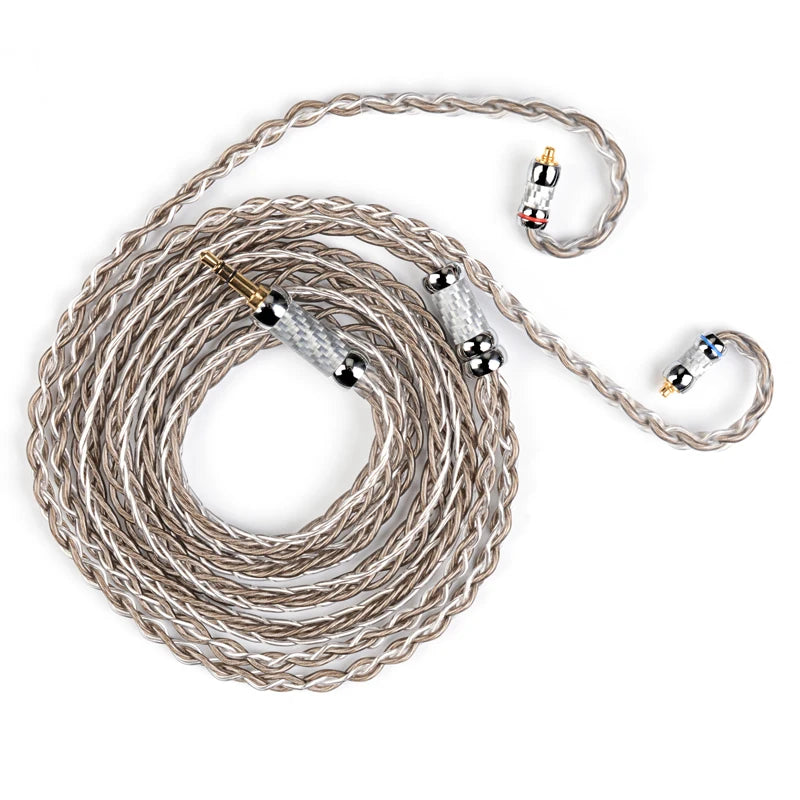 NICEHCK SilverCat HIFI Upgrade Cable 8 Cores Silver Plated Alloy Earphone Wire 3.5/2.5/4.4mm MMCX/0.78mm 2Pin for Bravery Winter