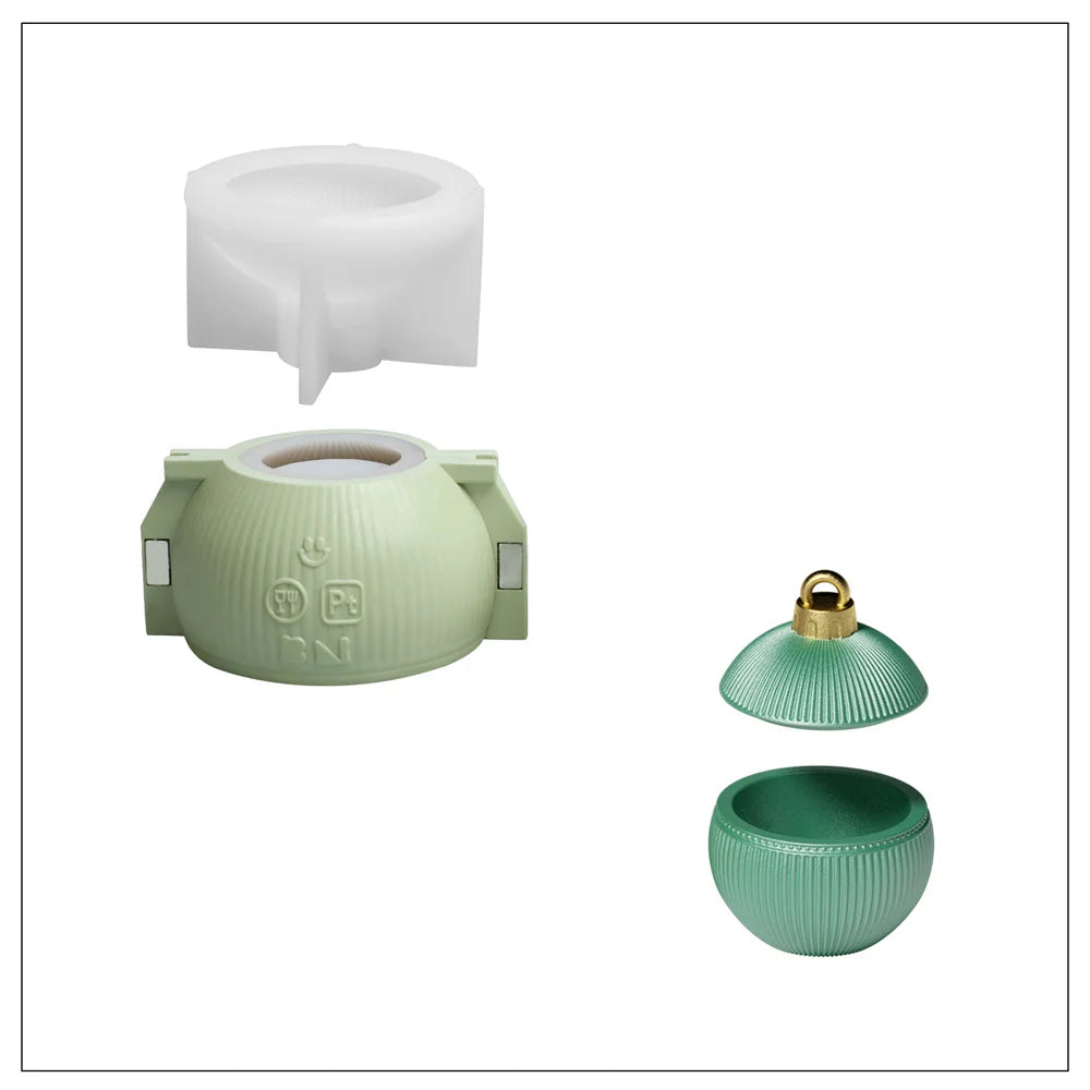 Christmas Bauble Candle Jar Silicone Mold, Reusable for Concrete Jesmonite Cement, Large/Small