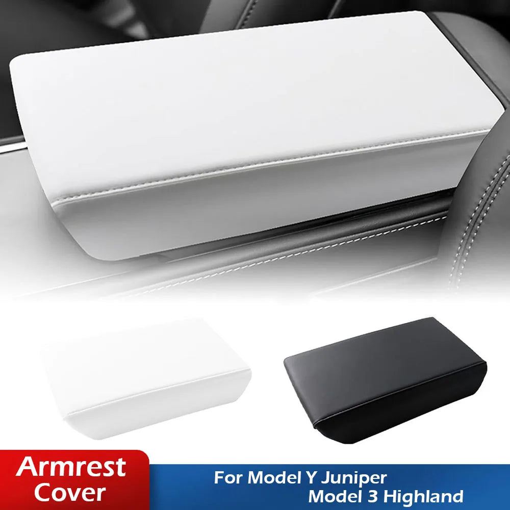 For 2025 2026 Tesla Model Y Juniper Model 3 Highland Leather Armrest Box Cover Car Center Console Lid Interior Accessories