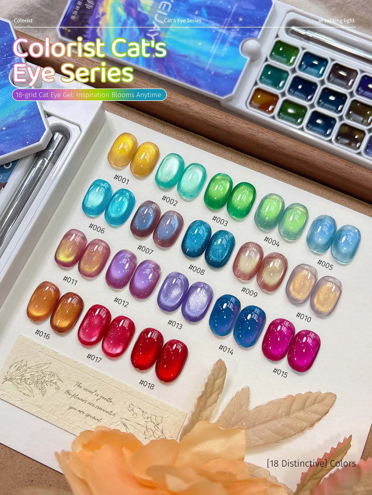 XEIJAYI Cat Eye Gel Nail Polish Semi-Solid High Saturation, 18 Colors, DIY Salon