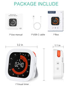 Rechargeable visual countdown timer, digital kitchen timer for home school office, 1pc