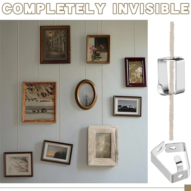 B97A-20 Pack Adjustable Picture Hanging Hook Rail Hanger Hooks For Art Hanging Systems And Other Picture Display Systems