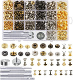 Metal Double Cap Rivets Stud Round Spike Nail With Tool Kits For Shoes Bag Belt Leathercraft Repair Clothing Garment Accessories