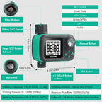 Low Water Pressure Garden Water Timer Sprinkler Controller for Rain Barrels, Green