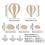 13Pcs Ins Wooden Hot Air Balloon Cloud Star Set Wall Stickers Home Decoration Background Wooden Wall Stickers Holiday Decoration Wall Crafts Cute Wooden Balloon Wall Stickers for Boys and Girls' Rooms Homestay Coffee Bar Decorative Wall Decorations