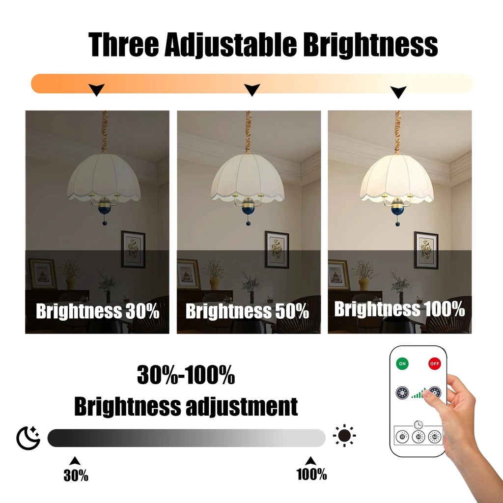 HOMEFISH E27 Rechargeable LED Bulb Touch Control Dimmable with Timer, Warm/White Light 1pc