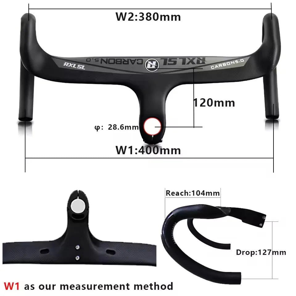 RXL SL Carbon Road Handlebar Integrated Racing Bike Speed 28.6 Black Internal Routing Drop Handle Bars For Bicycle 400/420/440