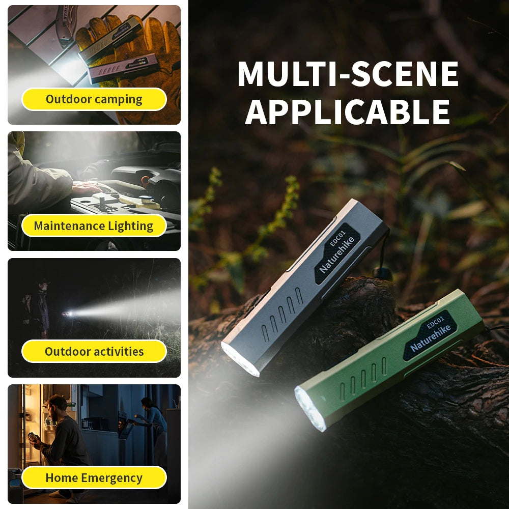 Naturehike EDC Flashlight 1500 Lumens Ultra-Compact Rechargeable Flashlight Outdoor Hiking Climbing Fishing Camping Flashlight