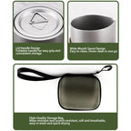 Titanium-plated stainless steel portable travel tea set, including teapot and double-walled tea cups, lightweight outdoor campi