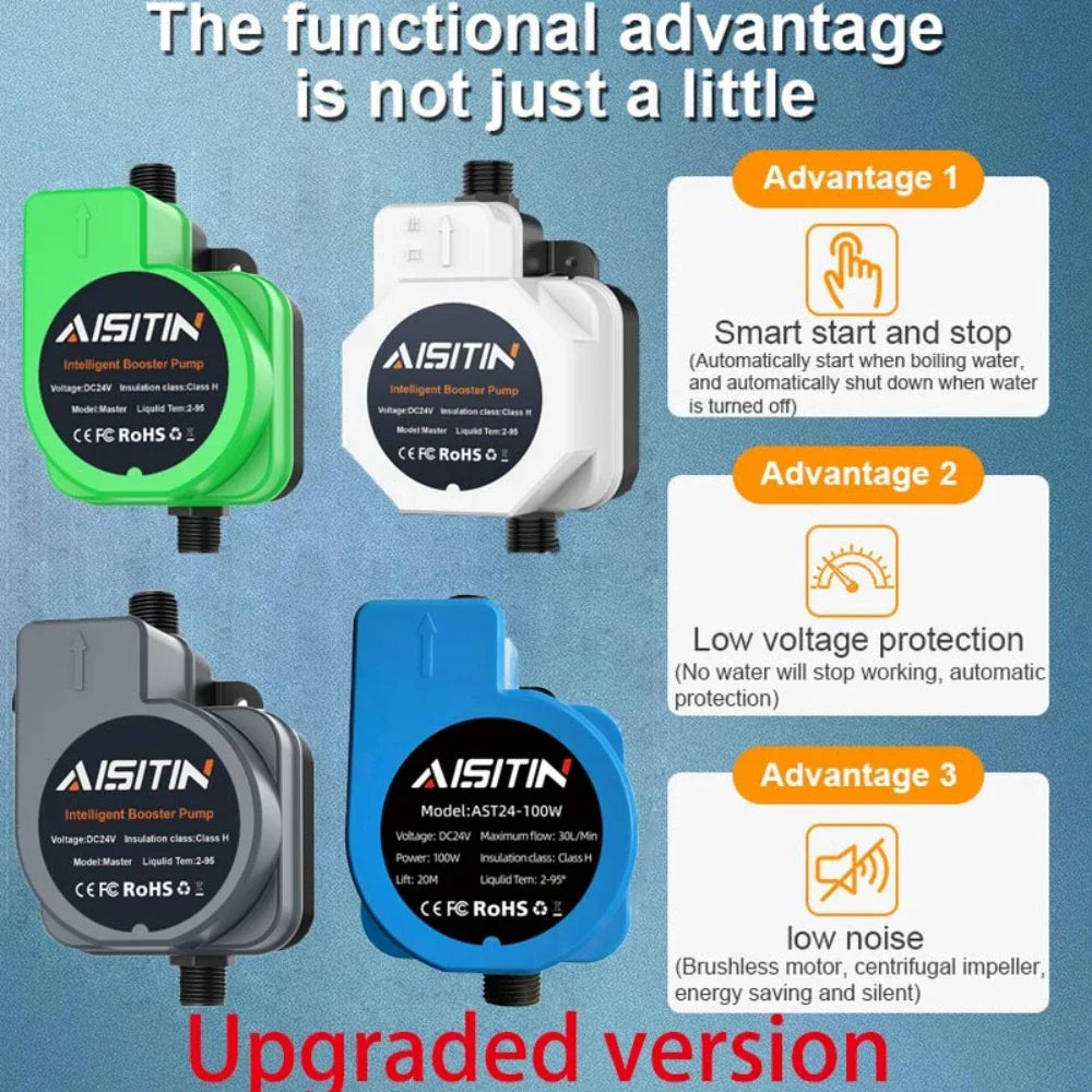 2024 New Upgraded Automatic Booster Pump 180W 24V Brushless Water Pump Home Shower Water Heater Added Water Pressure Silent Pump