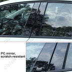 10x Carbon Fiber Black Car Window Door Column B C Pillar Post Cover Trim for Toyota RAV4 XA50 2019-2022 Mirror Effect PC Sticker
