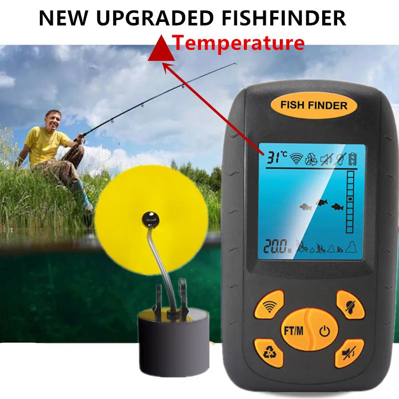 FindFish smart Portable Sonar Fish Finder Depth Underwater Fishing Camera Sounder Alarm Transducer Fishfinder 100m temperature e