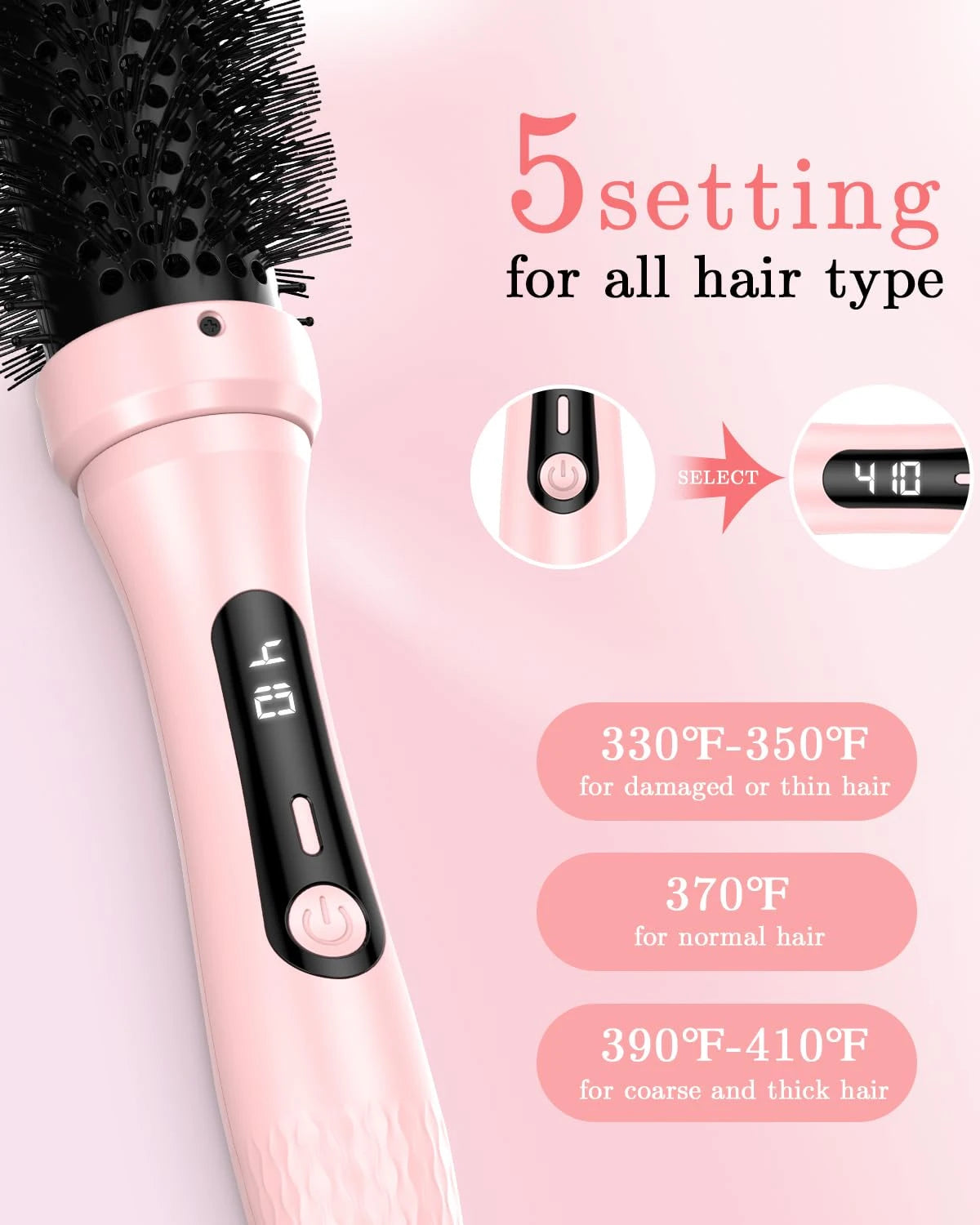Infrared Hair Curler Comb 1.5inch Heated Round Brush for Curling and Straightening Dual Voltage for Travel Using