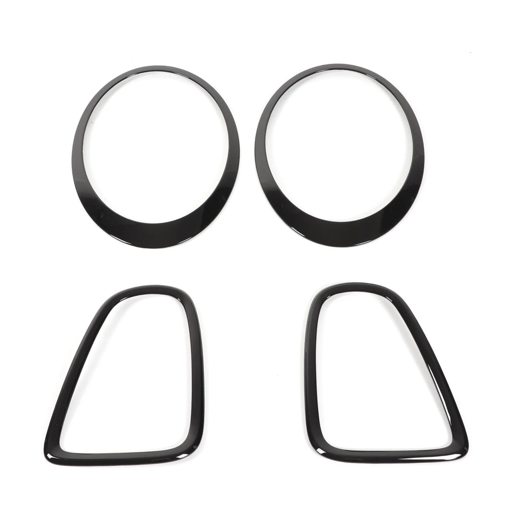4pcs Gloss Black Headlight & Taillight Surround Cover Trims For Mini R56 R57 R58 R59 Cooper S & JCW 2007-2015
