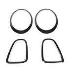 4pcs Gloss Black Headlight & Taillight Surround Cover Trims For Mini R56 R57 R58 R59 Cooper S & JCW 2007-2015
