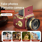 4K Retro Portable Simulation Camera Video Recording 16X Zoom 6400MP HD 2.0 Inch Screen With128GB Card Student Portable Camera