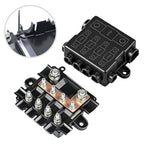 Fuse Holder For 1x-MEGA + 4x -MIDI Fuses With Busbar & Protective Cover High Strength ABS Stable Current Distribution -Universal