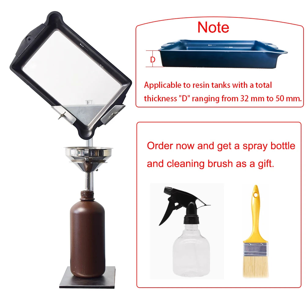 3D Printer Resin Recycle Funnel Stand Resin Vat Holder Resin Tank Stand Funnel Holder Easy to Pour Liquid to Bottle Easy Clean R