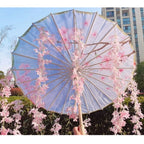 82CM 32'' Skyblue Hanfu Parasol Flowers Waterproof Car Umbrella Dance Cosplay Japan Sakura Spring OilPaper Cosplay El Principito