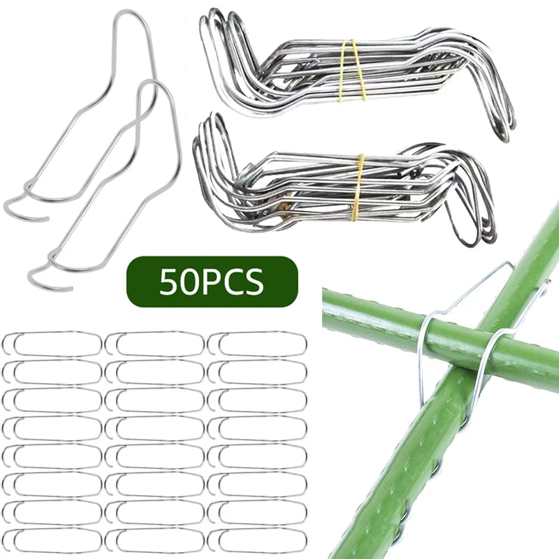 50Pcs Plant Trellis Connecting Buckles Pipe Support Fixing Clip Steely Plant Vine Climbing Pole Cages Connector Garden Vegetable