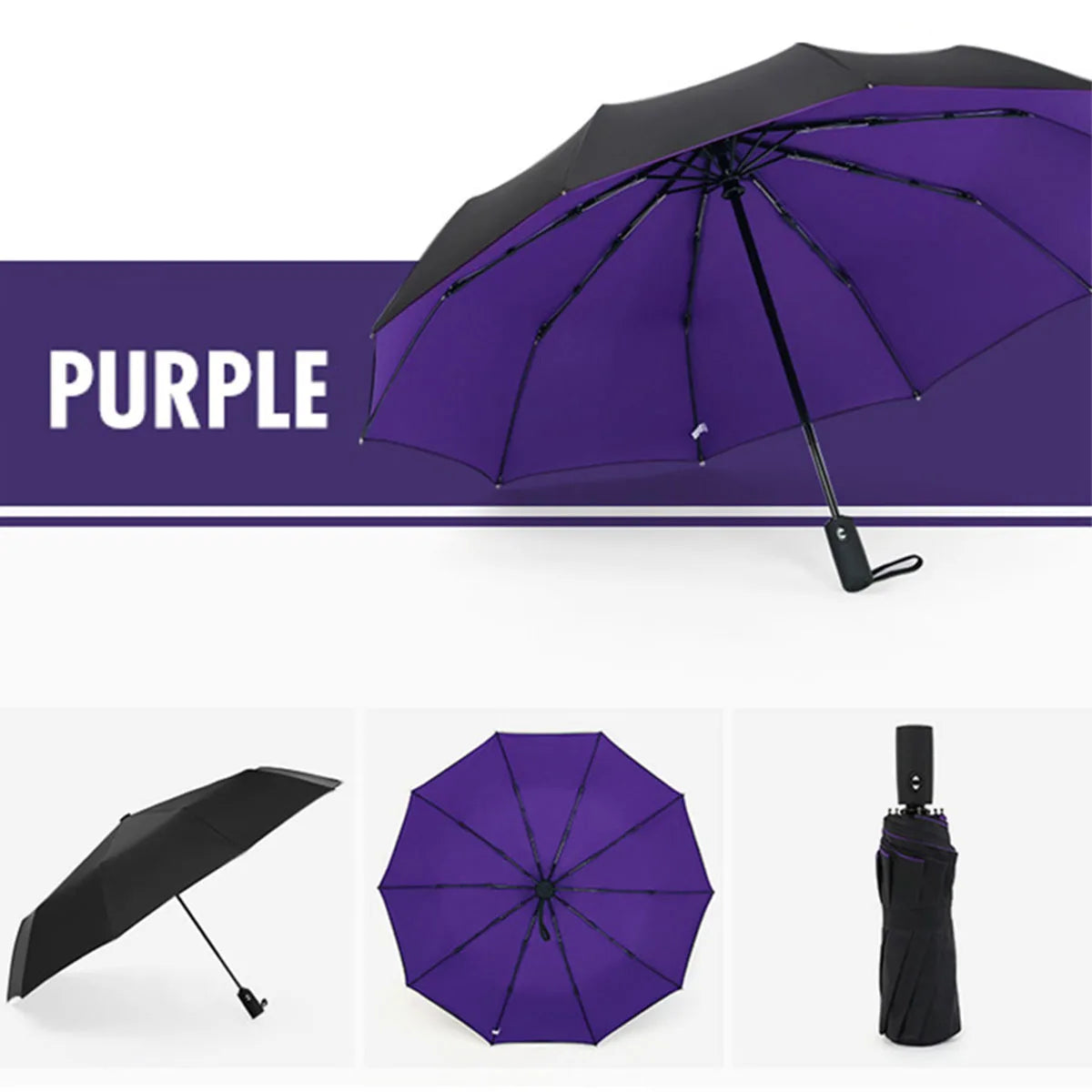 Windproof Double Layer Automatic Umbrella, Water Resistant Travel Umbrella - Colors