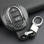 Carbon Fiber Car Key Fob Cover Case Chain Ring For Mini Cooper S One Countryman Clubman F54 F55 F56 F57 F60
