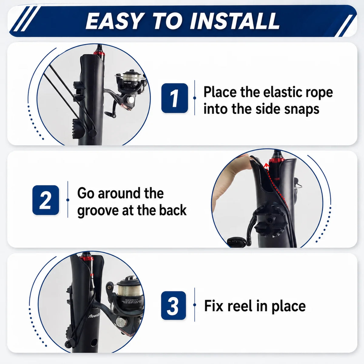 Bicycle Fishing Rod Holder Mount Rack, 2 ABS Holders, Iron Plate, Adjustable Clamp Straps