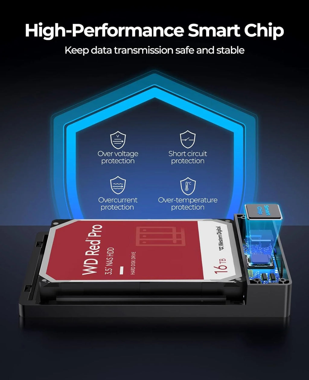 ORICO USB 3.0 External Hard Drive Enclosure for 3.5/2.5 Inch SATA Hard Drives/SSD Up to 20TB with 12V/2A Power Supply UASP
