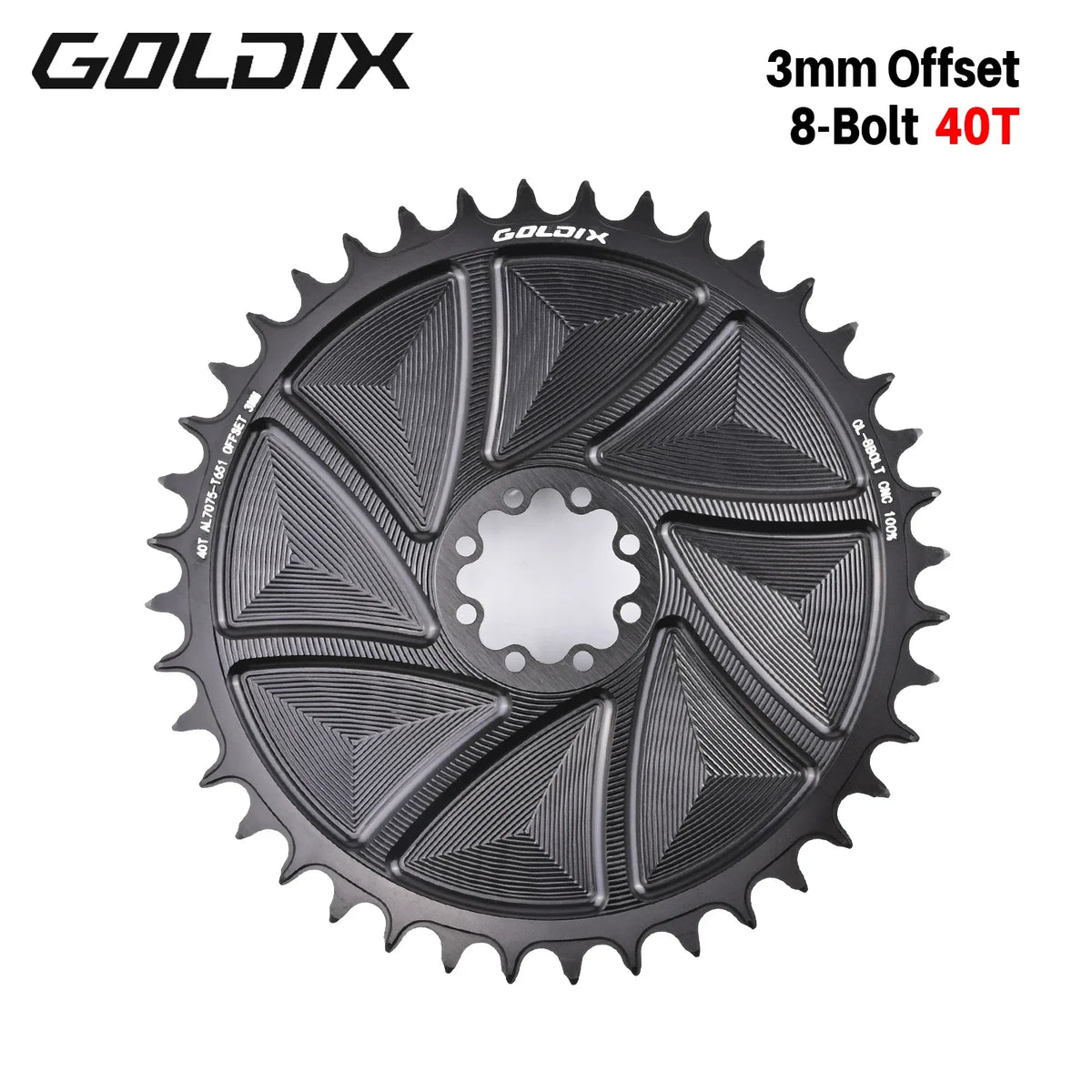 GOLDIX 8-Bolt Bicycle Chainring Wide and Narrow Teeth AERO Chainring CNC Hollow Cutting Machining for SRAM 8Bolt Crankset