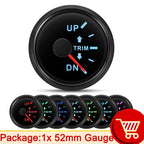 52mm  Trim Gauge Up To Down for Inboard Outboard Engine Boat Marine Trim Tilt Indicator Meter 0-190 Ohm 7 Color Backlight