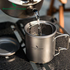 Boundless Voyage 420ml Titanium Mug with Strainer & Lid Lightweight Camping Single Layer Tea Cup with Filter Outdoor Drinkware
