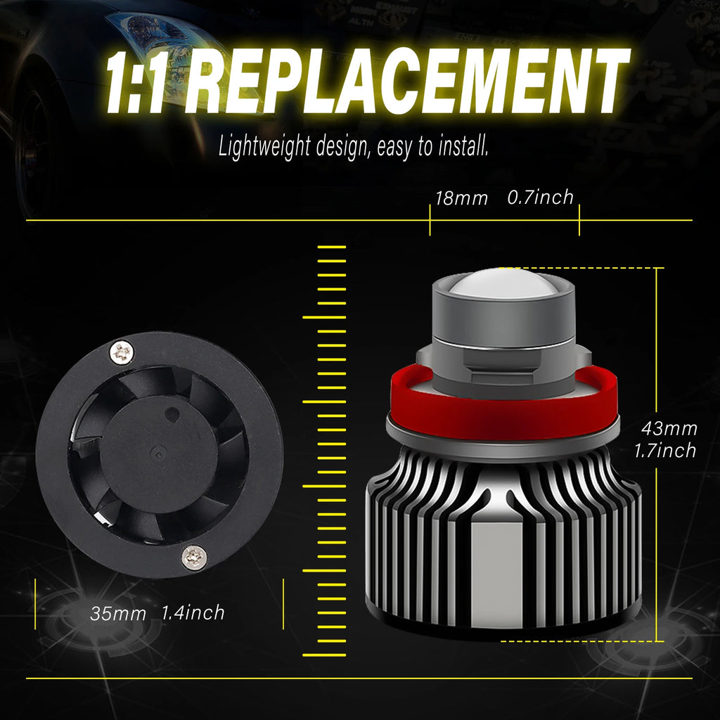 2Pcs  LED H11 9005 9006 HB3 HB4 H8 Headlight Bulbs Projector Lens Light For Car Driving Fog Lamps 6500K 3000K 8000K 12V 24V