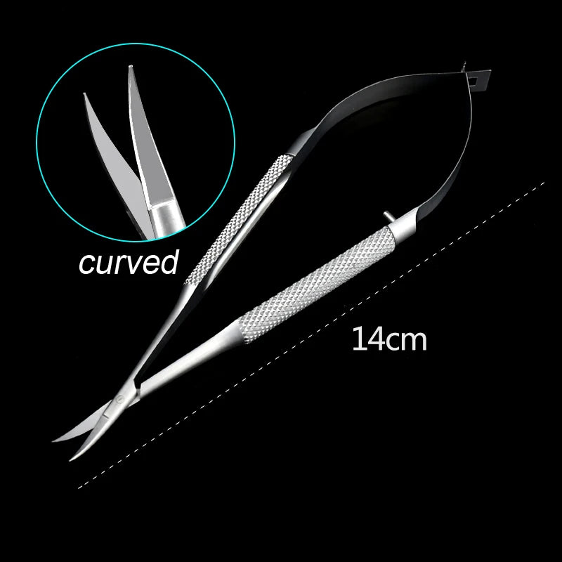 Castroviejo Cornea Micro Scissors Stainless Steel Ophthalmic Instrument, 1pc, 12.5cm/14cm Straight or Curved