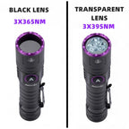 15W UV 365nm High power Blacklight USB Flashlight Invisible Ink Marker Cat Dog Urine Tinea Ore Money Scorpion Fluorescence Light