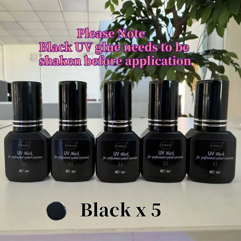 5pcs UV GLUE Adhesive For Eyelash Extensions Gel 1S Fast Drying Strong False Lash Extension Glue Long Lasting UV Eyelash Glue