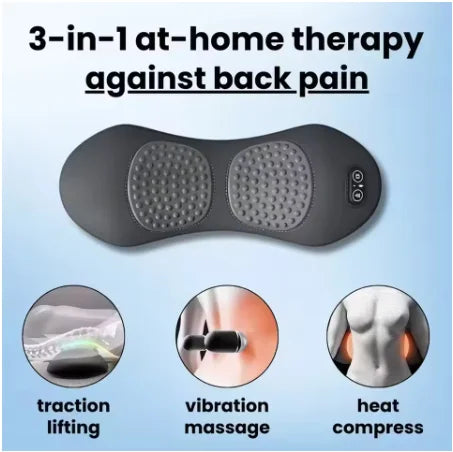 3-in-1 Lower Back Massager Pillow with Heat & Vibration, Dark Gray