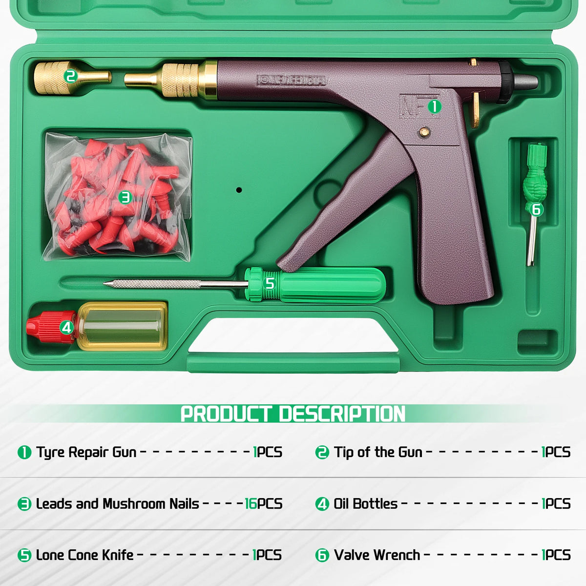 Auto Bike tubeless Tire Repair Puncture Plug Garage motorcycle Vacuum Tire Repair Gun Car Tire Block Air Leaking kit
