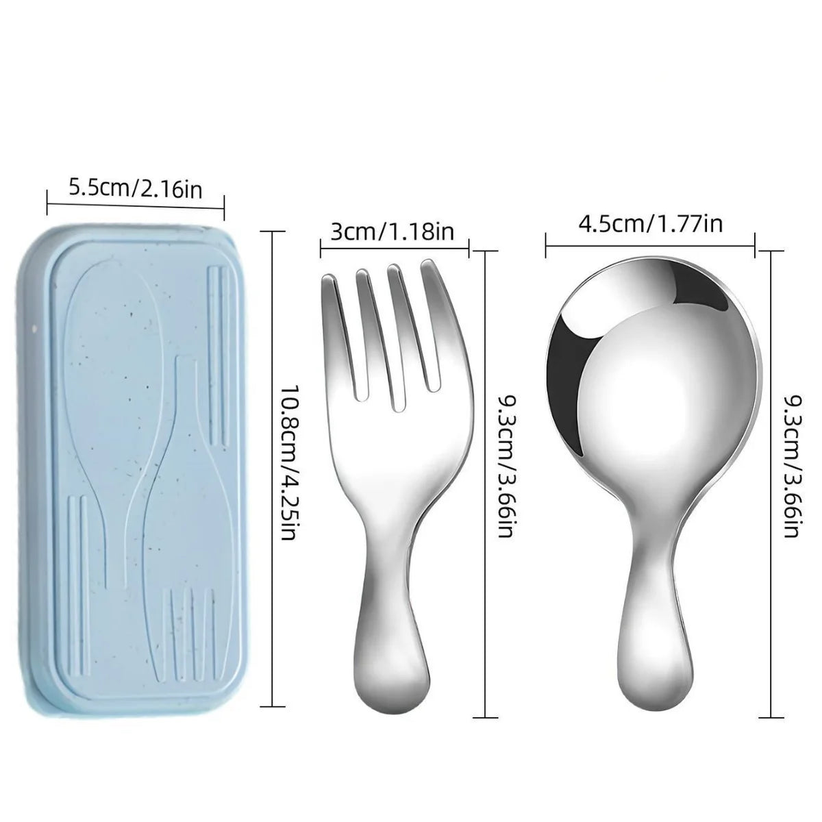 Stainless Steel Tableware Set Spoon Fork 2Pc Portable With Box Outdoor Camping Cutlery Lunch Hiking Camp Cooking Travel Flatware