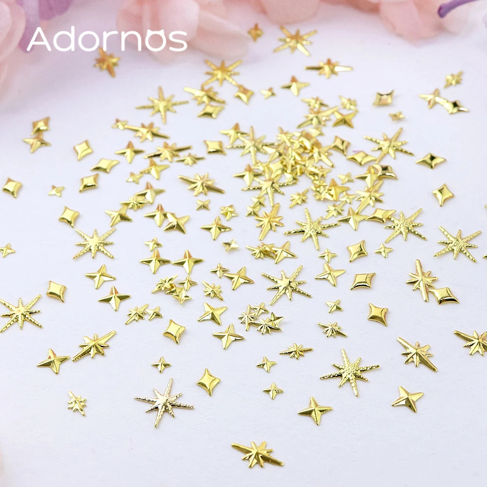 180 pcs/box Shooting Star Metal Rivets Nail Art Accessories 3D Awn Star Rhinestones For Nail Charms Jewelry Nail Art DIY Crafts