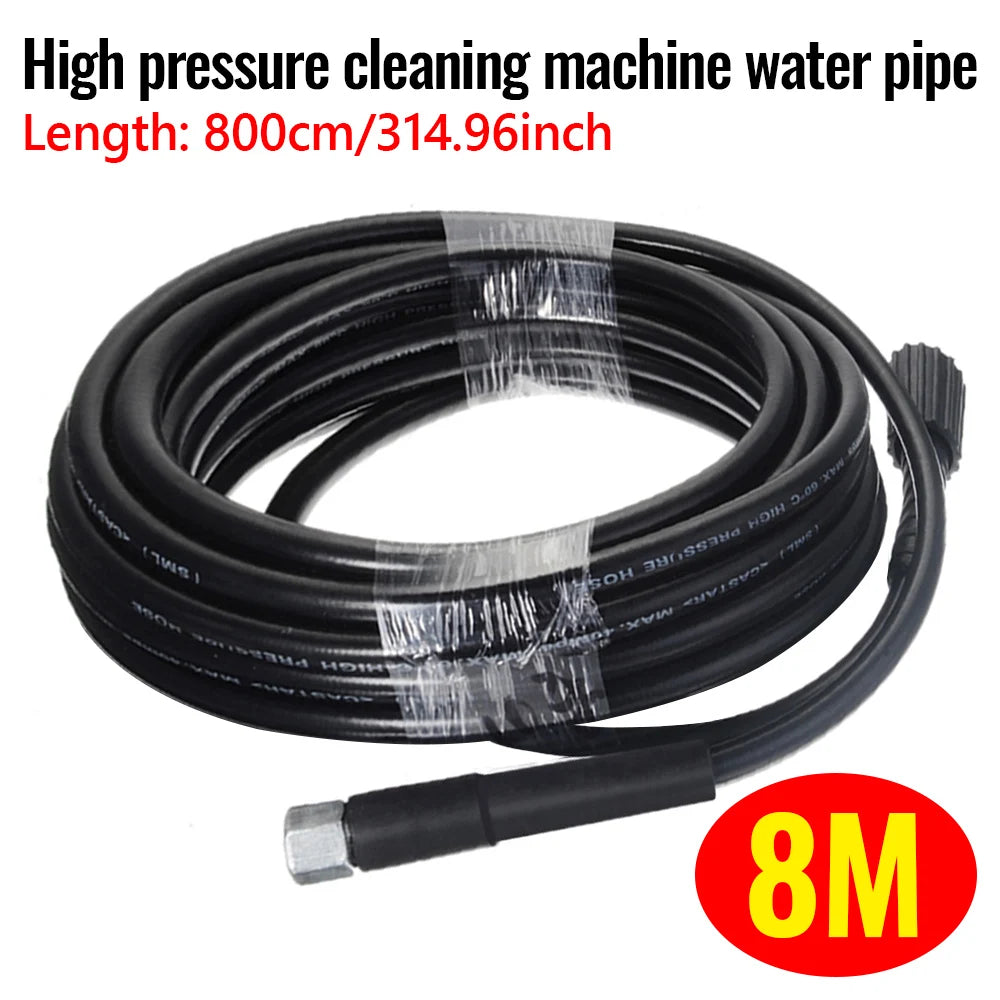 1Pc 6m /8m /10m /15m Pressure Washer Replacement Hose M22 Screw M14 Thread 5800 PSI Max 60℃ PVC Stainless Steel Car Wash Pipe