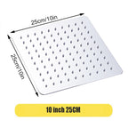 Stainless Steel Rainfall Shower Head Square High Flow 8/10/12 in, Black/Gold/Silver