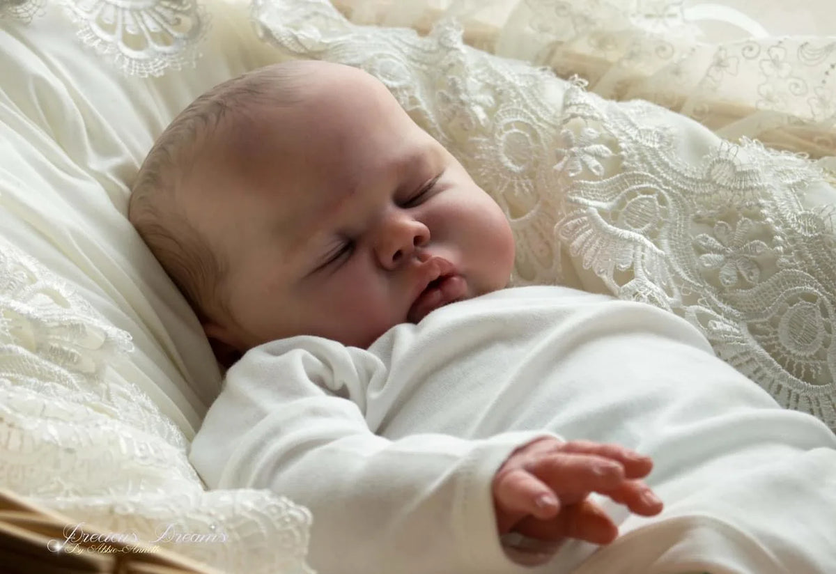 19 Inch Pickle Boy Reborn Toddler Doll Lifelike Sleeping Figure Soft Cloth Body Hand-Painted Hair Cuddly Baby Toy for Collectors