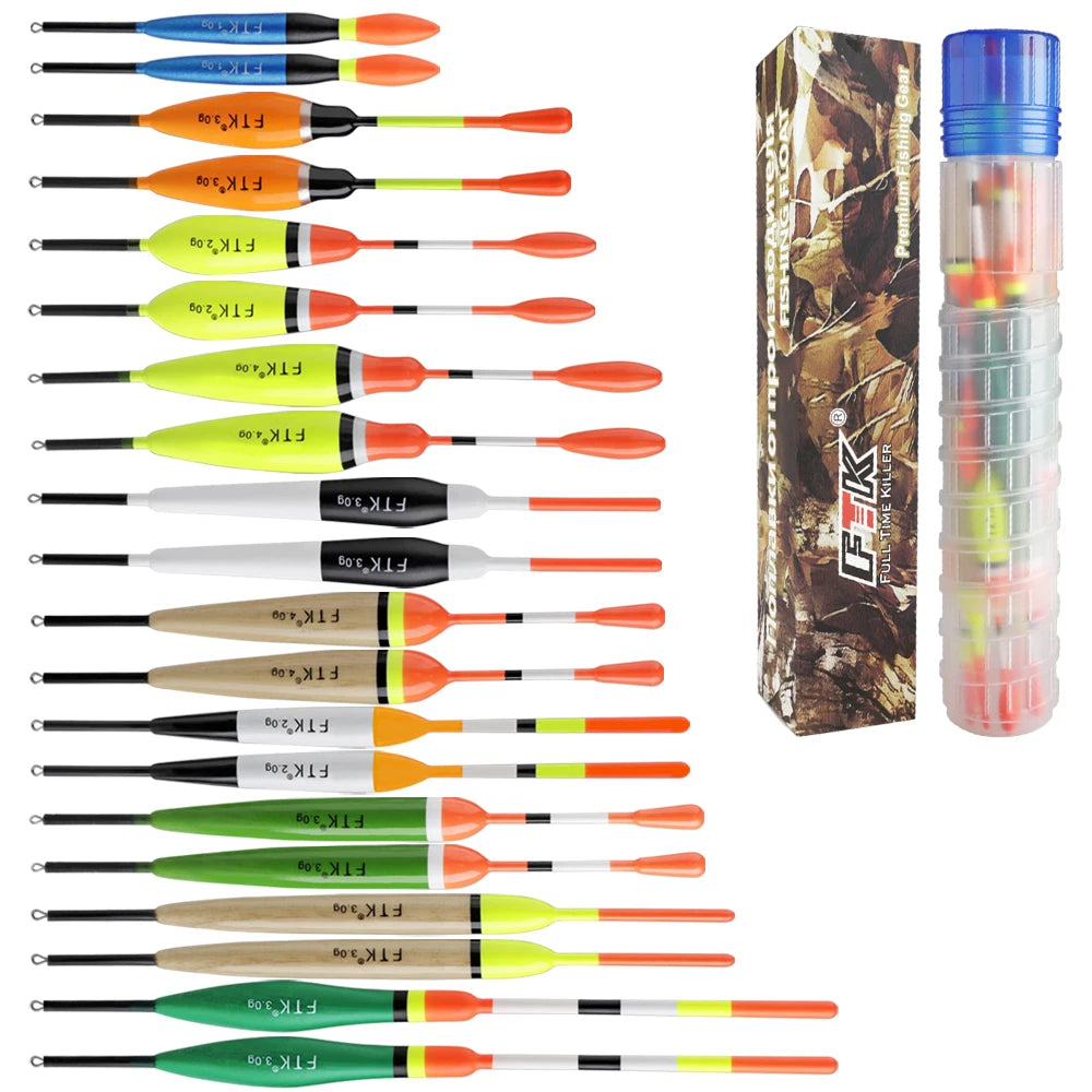 FTK Fishing Float Set 20pcs Vertical Buoy Lure Float Accessories, Multi-Function