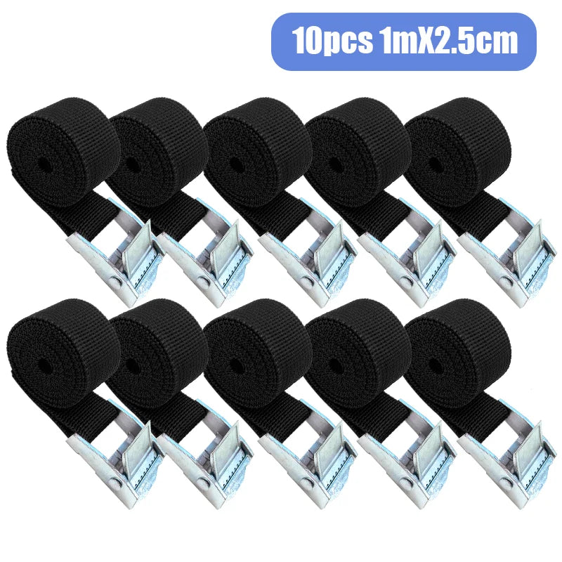 5/10 pcs 1M Buckle Tie-Down Belt Cargo Straps For Car Motorcycle Bike With Metal Buckle Tow Rope Strong Ratchet Belt for Luggage