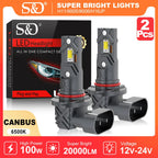LED Headlight/Fog Light Bulb Canbus 6000K 12V/24V, H11 H8 H9 H16JP 9005 9006 Socket