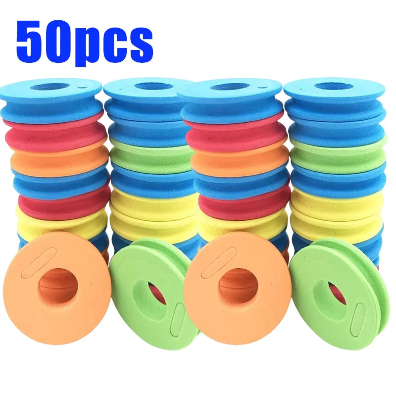 10/50 Pcs Winding Board Spools Fishing Fishing Hook Foam Spool Trace Wire Swivel Tackle Fish Line Winding Board EVA Foam Tools
