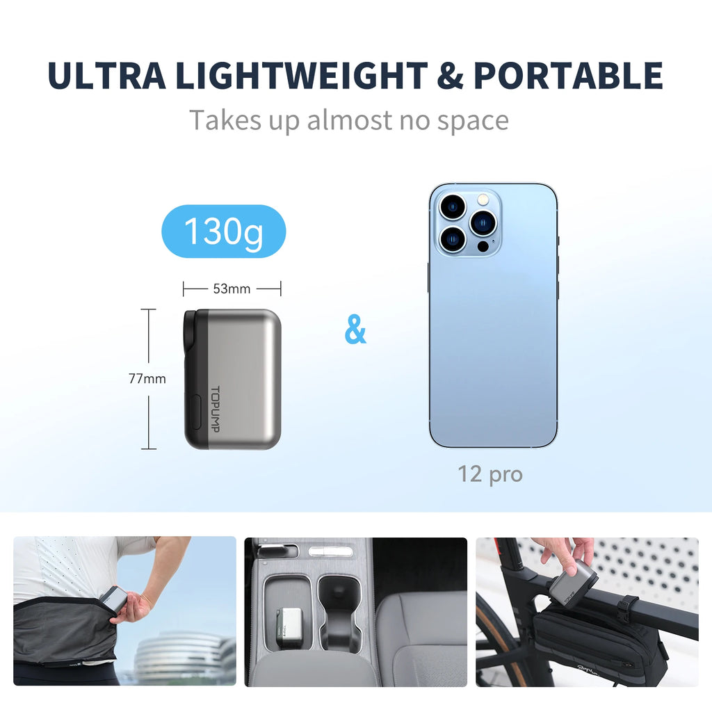 TB2PRO Bicycle Tire Inflator Mini Pump LED Screen 120PSI Rechargeable Battery Cycling Bike Accessories Tiny Pump for Sports Ball